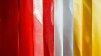 Abstract vertical stripes in red, white and yellow. Ideal for modern interior design, corporate branding and contemporary art projects.
