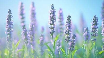 Naklejka premium Lavender Flowers Blooming In A Field Of Purple