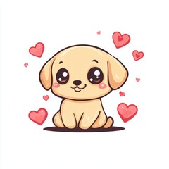 Cute dog with red heart for Valentine’s Day greeting card design