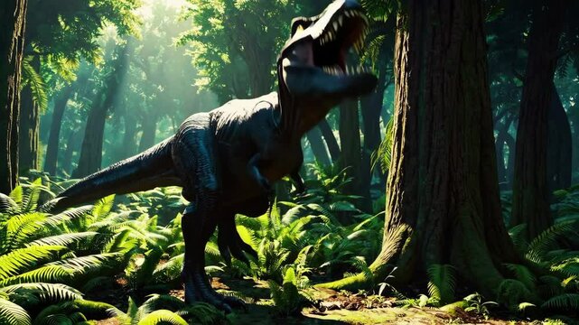 T-Rex dinosaur in the wilderness