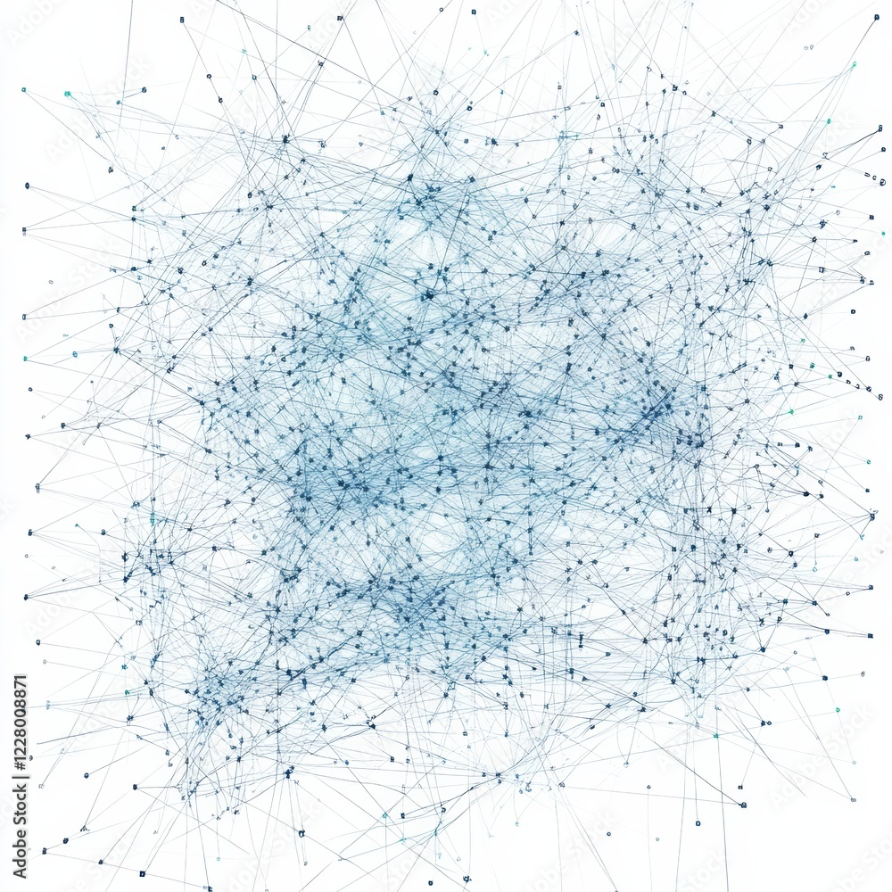 Poster Visual representation of complex network connectivity with evolving patterns and structures in abstract design. Generative AI