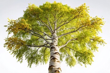 Fototapeta premium Majestic Birch Tree Isolated on White Background - High-Resolution Stock Photo