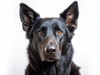 Majestic Black Dog Isolated on White Background - Rule of Thirds Composition