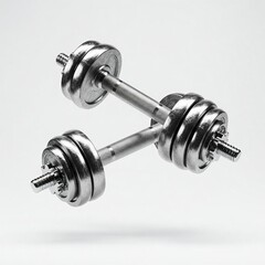 Fototapeta premium Metal Dumbbells on White Background – Fitness Equipment Photo