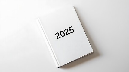 2025 letter written on white notebook with a black pen on white background.