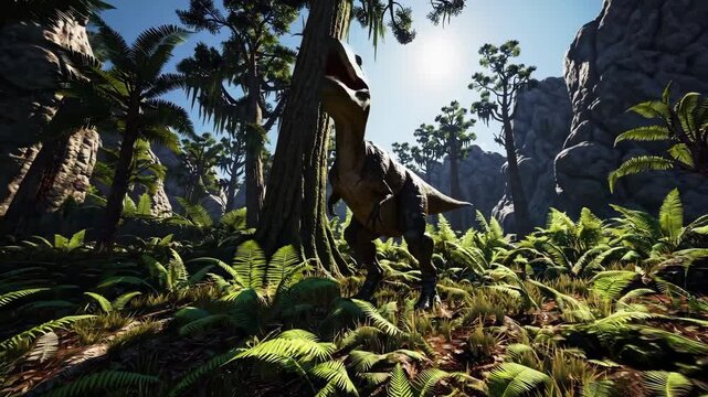 T-Rex dinosaur in the wilderness