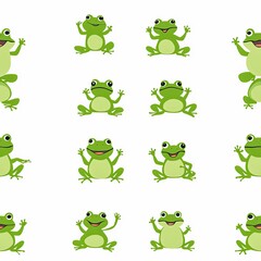 Fototapeta premium Seamless pattern of cute frog stay on leaf in the river background.