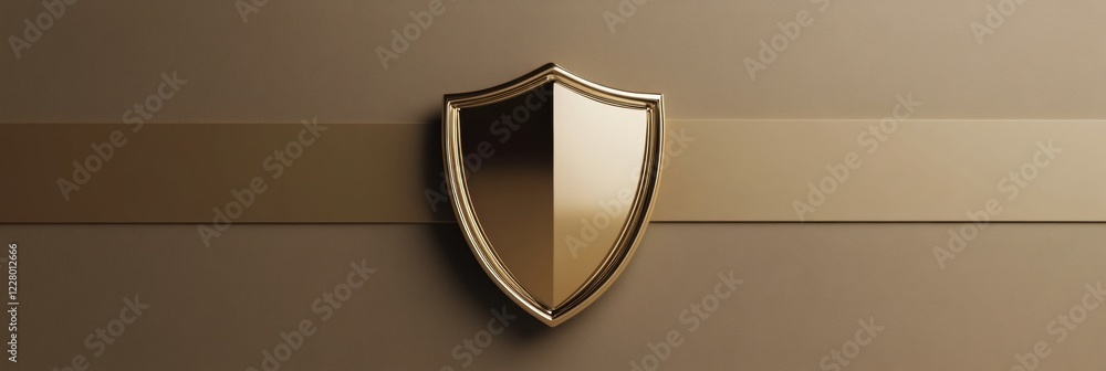 Poster elegant gold shield design on a neutral background highlighting security and protection elements in 