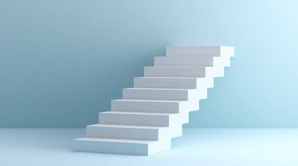 Fototapeta premium 3d white stair podium. Display stage or staircase platform for product. Geometric realistic isolated pedestal render front view on transparent background. Minimal mockup for studio room with ladder.