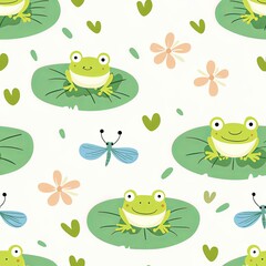 Frog in various poses with tiny icon on white background.