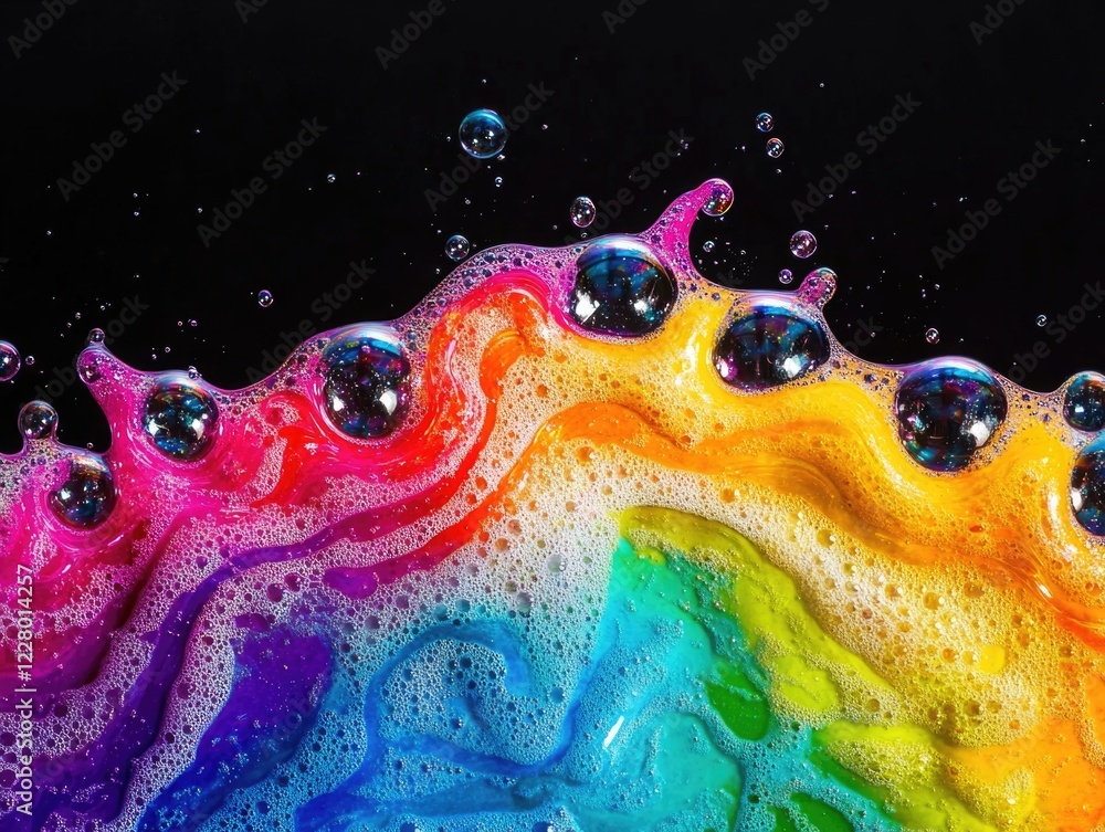 Aufkleber a colorful rainbow is made of bubbles. the bubbles are of different colors and sizes, creating a vib