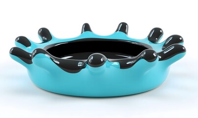 Teal liquid spill, black center, studio shot, splash background, design element