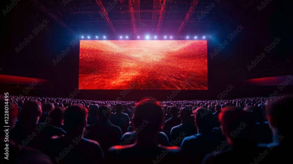 Poster immersive led gaming arena rgb illuminated esports stage and crowd silhouettes in dynamic spotlights