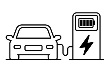 Electric car with plug icon symbol, EV car, Green hybrid vehicles charging point logotype, Eco friendly vehicle concept. Vector illustration