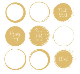 Set of grunge yellow circle brush. Grunge banner collection. Black Brush Strokes Set. Grunge Paint stripe. brush Stroke. Distressed banner. Vector
