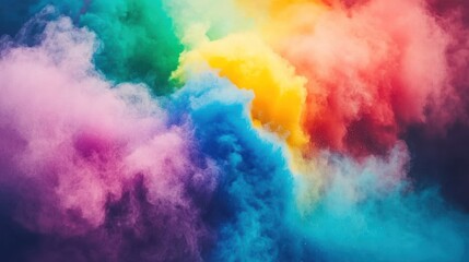 Rainbow Colored Smoke Clouds Abstract Art