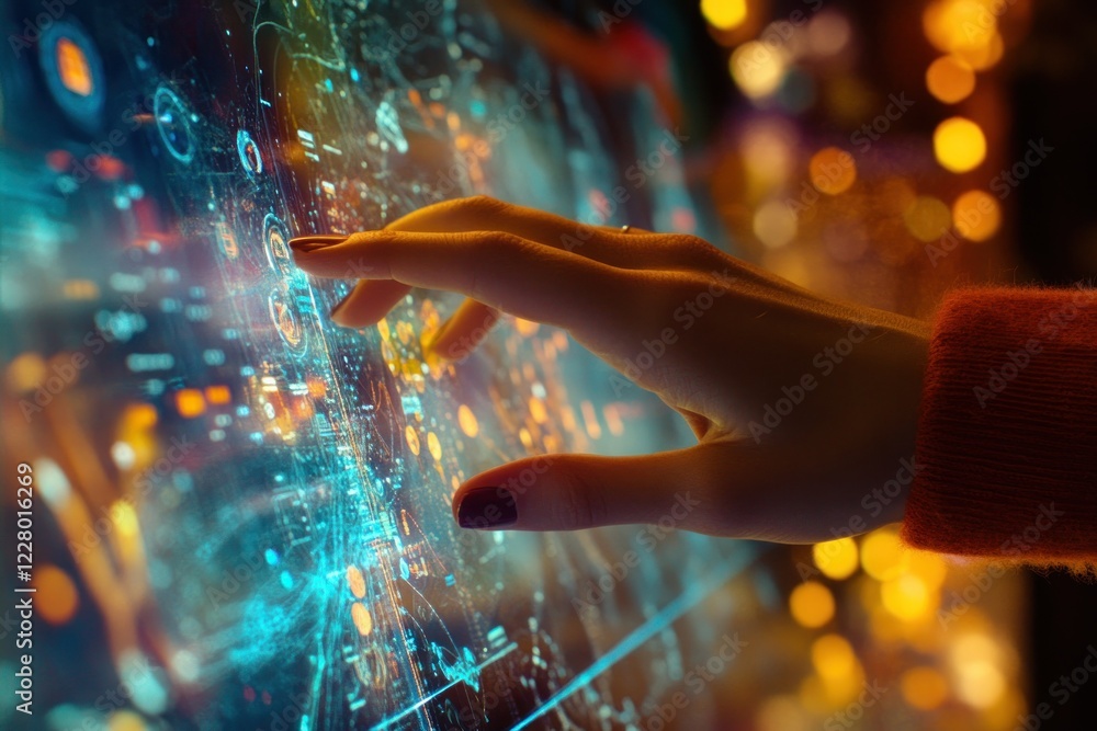 Poster dynamic hand interacting with digital interface
