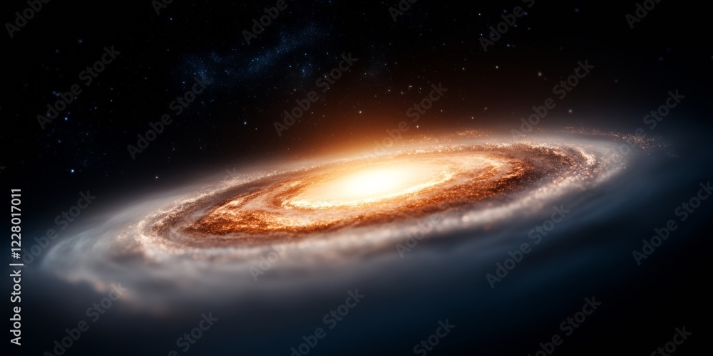 Aufkleber cosmic tech visuals luminous galactic spiral in deep space - modern digital art for astronomical res
