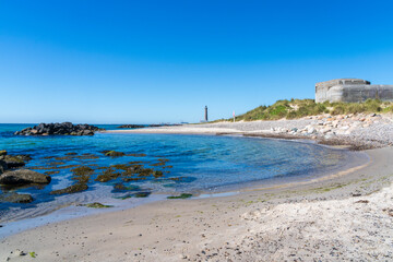 The Lighthouse Skagen Fyr at Grenen at the most northern tip of Denmark