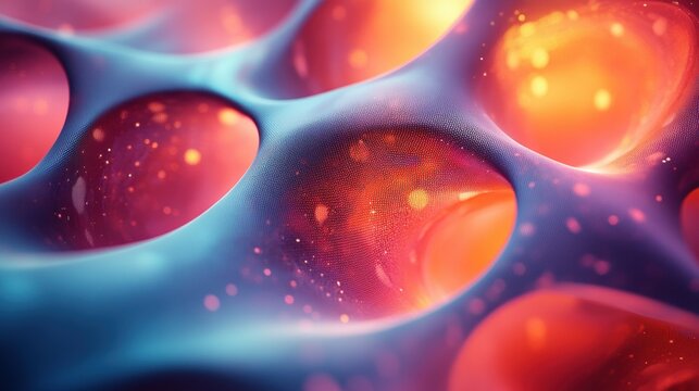 Exploring cellular structures microscopic view abstract art vibrant colors sci-tech environment