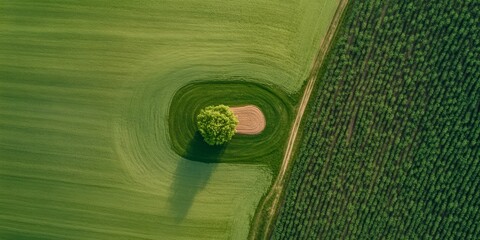 Aerial Precision Agriculture Lush Crop Field with Remote Sensing Technology - Solar-Powered Data Collection for Farm Optimization and Sustainable Agribusiness Solutions