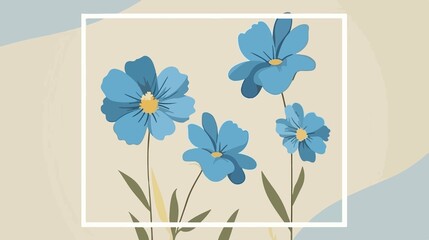 Fototapeta premium Blue Flower Spring Season Vector Illustration