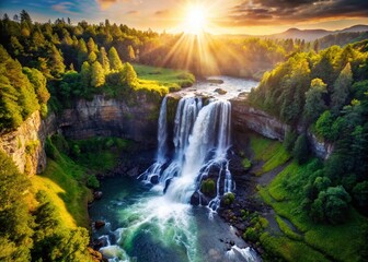 Majestic Niagara Falls Aerial View: Cievna River National Park