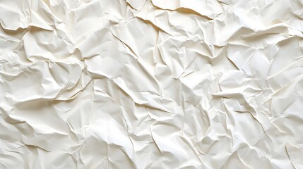 Obraz premium Crumpled white paper texture, extreme close-up, high contrast, abstract pattern, wrinkled surface, subtle shadows, minimalist design, tactile quality, soft lighting, monochromatic, organic shapes