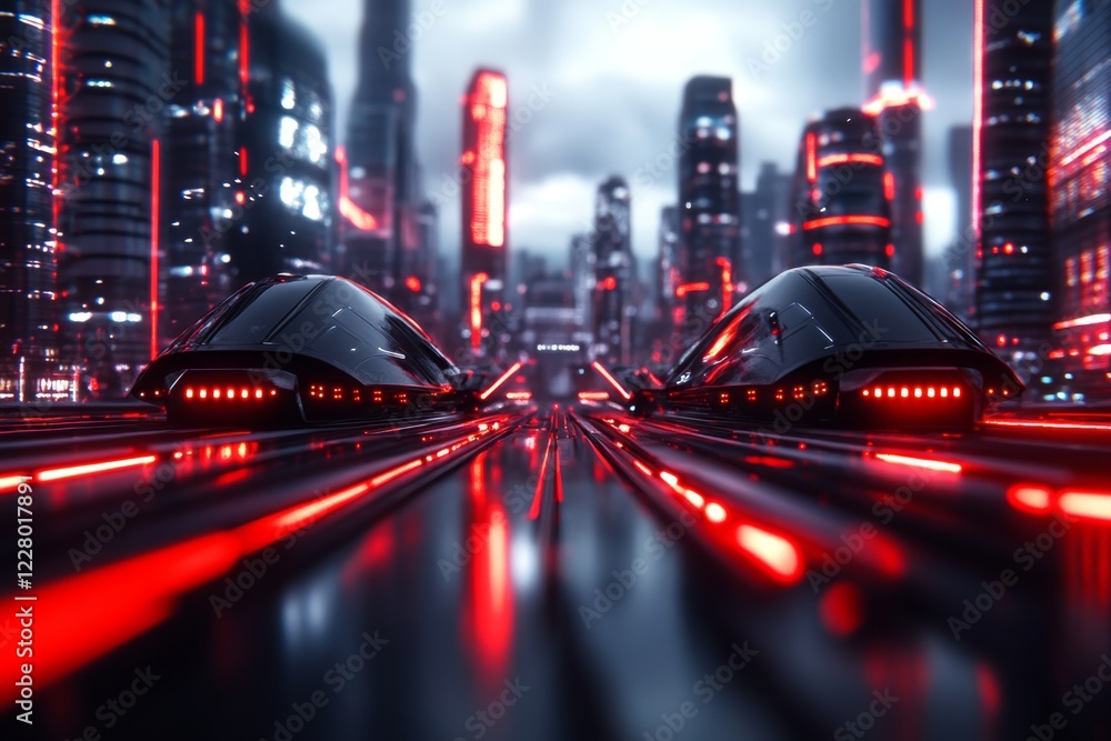 Aufkleber a futuristic scene of a control room where a leader oversees a vast city displayed on a holographic 