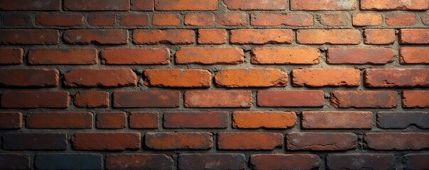 Obraz premium Distressed brick wall, heavy shadows, muted tones, wall, brick