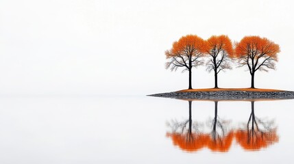 Serene Autumn Trees Reflected in Still Water