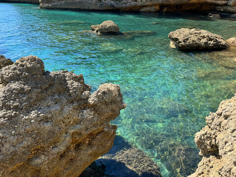 Rocky coastline of Mediterranean sea.