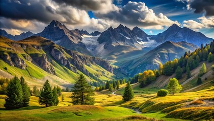 Majestic Queyras Regional Natural Park, French Alps Mountain Landscape - Panoramic View