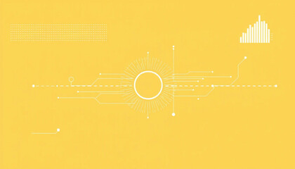 Obraz premium Yellow technology background, minimalist background, geometric pattern, sun rays, abstract background