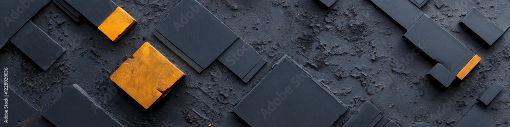 Poster Modern Geometric Texture Industrial Circuit Board Pattern on Textured Concrete - Innovative Tech Content for IT Infrastructure and Digital Marketing