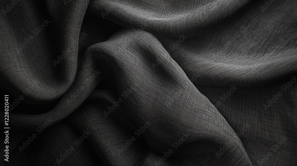 Poster artistic close-up of woven black fabric with visible threads forming a uniform, textured surface und