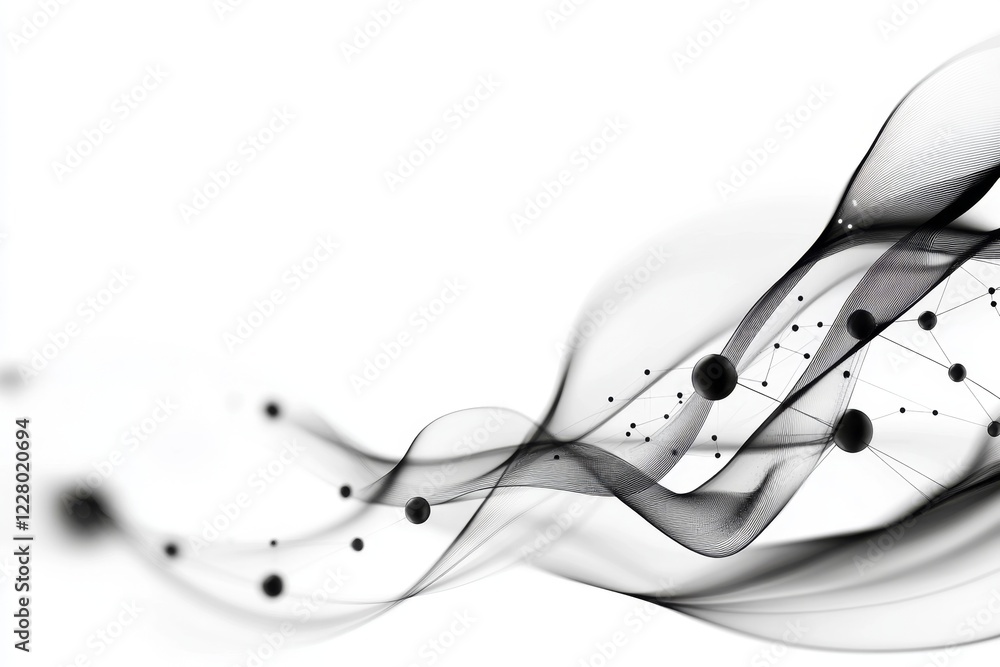 Aufkleber A minimalist depiction of interconnected dots and lines forming a branching path, symbolizing identifying connections and networks
