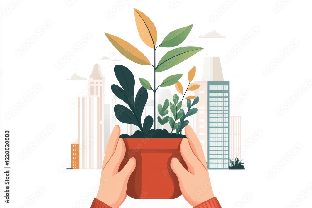 Poster a minimalist illustration of a pair of unsteady hands holding a beginner manual, with simple lines a