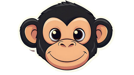 Obraz premium illustration sticker head of cartoon monkey on plain background