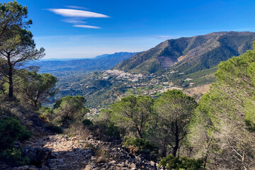 Landscape of Mijas and surrounding mountains, Andalusia, Malaga, Spain