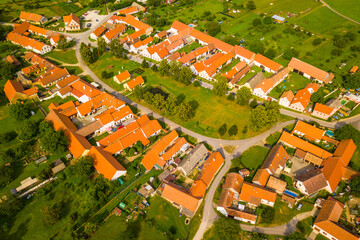 Aerial view of village Holasovice in South Bohemia, Czech republic.