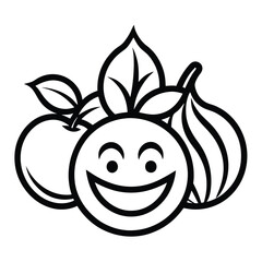 An elegant logo design for a fruit company, incorporating a single fruit icon with intricate line art details to convey organic quality and sophistication.