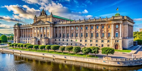 Obraz premium Majestic Stockholm Riksdag Building: Architectural Photography