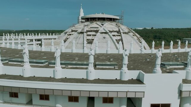 4K Aerial view of Our Lady of Nui Cui, A Pilgrimage in Dong Nai, Vietnam