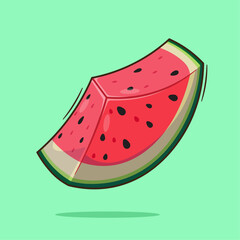 Sweet watermelon fruit slice illustration decoration cartoon vector with flat style concept for web and apps