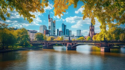 Obraz premium City skyline of frankfurt created with Generative AI