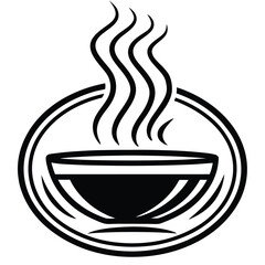 A stylish and artistic restaurant logo, featuring a circular plate with a fork and spoon in a balanced composition, symbolizing delicious meals and high-quality service.