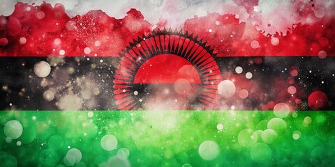 Malawi Independence Day: Abstract Watercolor Flag Background - High-Resolution Stock Photo