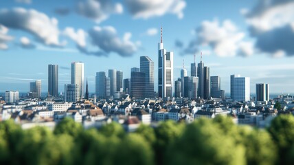 City skyline of frankfurt created with Generative AI