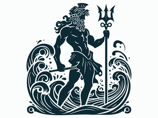 Poseidon Trident Illustration. Greek Mythology Sea God Vector Art